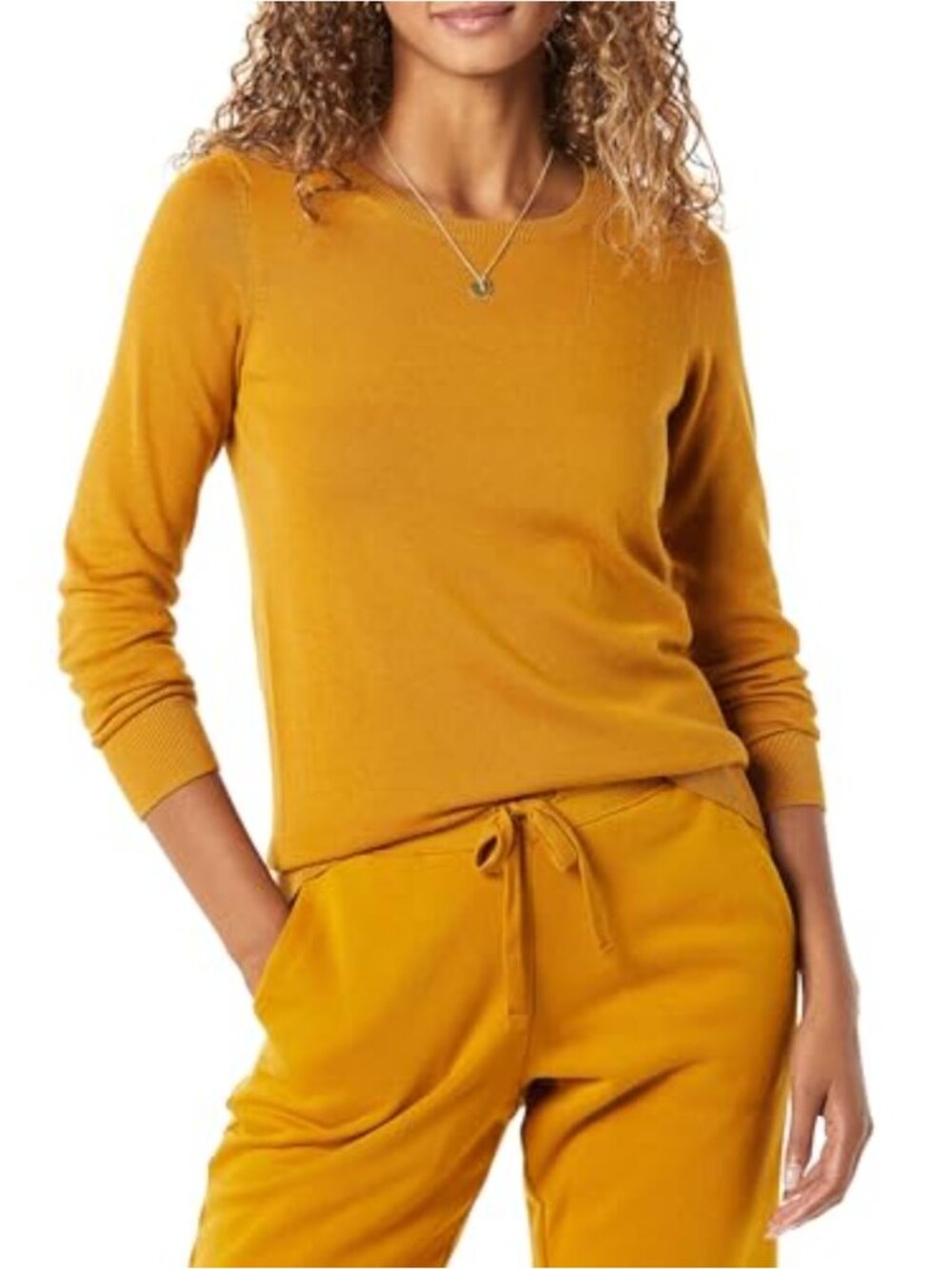 Women's Long-Sleeve Lightweight Crewneck Sweater Cotton Blend
